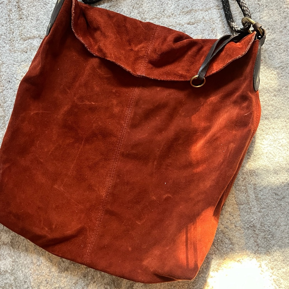 Henri Lou Orange Suede Bag